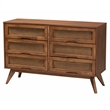 Pemberly Row Walnut Brown Wood and Rattan Full Size 4-Piece Bedroom Set