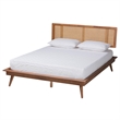 Pemberly Row Walnut Brown Wood and Rattan Full Size 5-Piece Bedroom Set