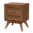 Pemberly Row Walnut Brown Wood and Rattan Full Size 5-Piece Bedroom Set