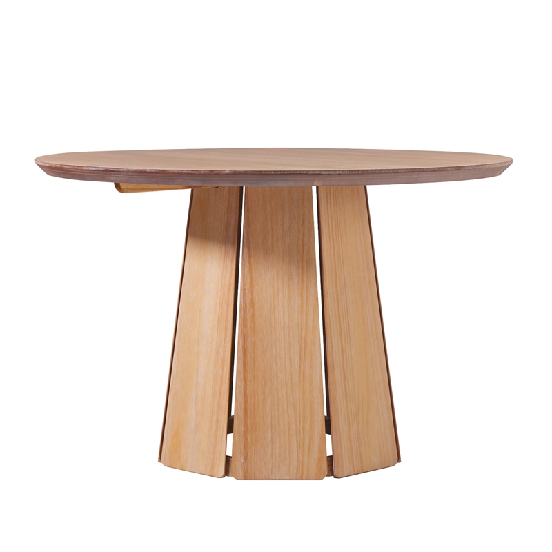 Pemberly Row Wood Pedestal Base Round Top Dining Table - 48 Inch - Cerused White