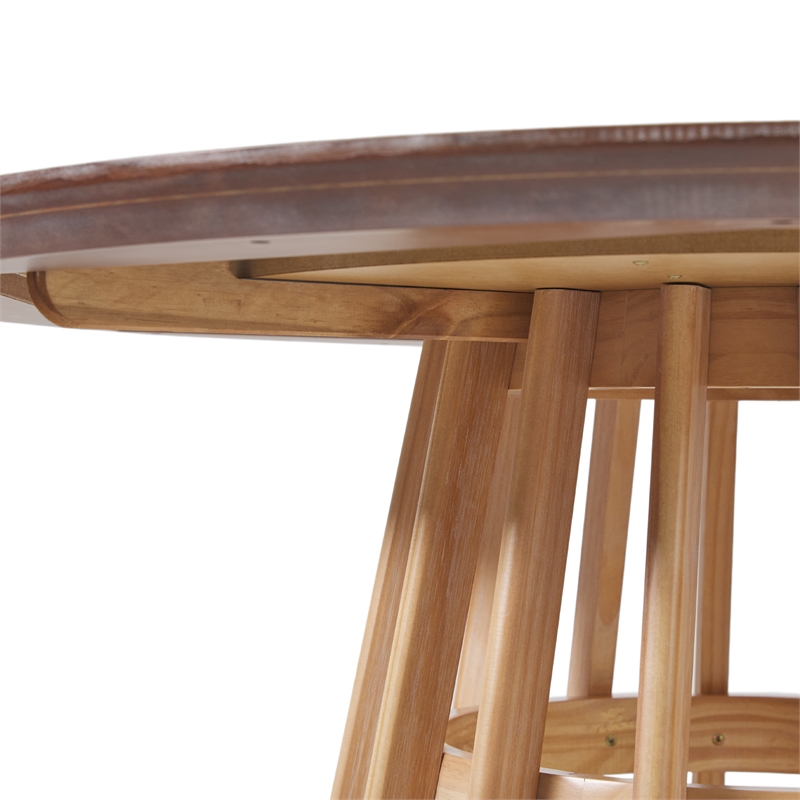 Pemberly Row Slatted Wood Pedestal Base Dining Table - 48 Inch - Cerused White