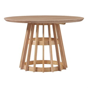 Pemberly Row Slatted Wood Pedestal Base Dining Table - 48 Inch - Cerused White