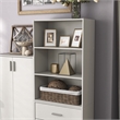 Pemberly Row Modern Stackable Wood 3-Shelf Bookcase in White