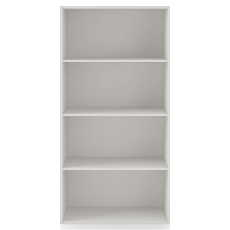 Pemberly Row Modern Stackable Wood 4-Shelf Bookcase in White