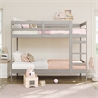 Pemberly Row Twin Over Twin Simple Solid Wood Bunk Bed - Gray