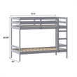 Pemberly Row Twin Over Twin Simple Solid Wood Bunk Bed - Gray