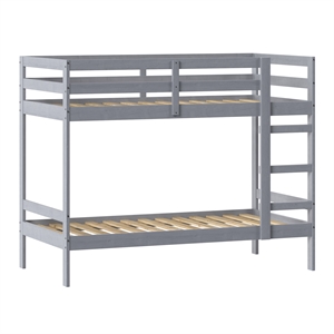 Pemberly Row Twin Over Twin Simple Solid Wood Bunk Bed - Gray