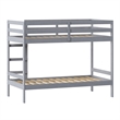 Pemberly Row Twin Over Twin Simple Solid Wood Bunk Bed - Gray