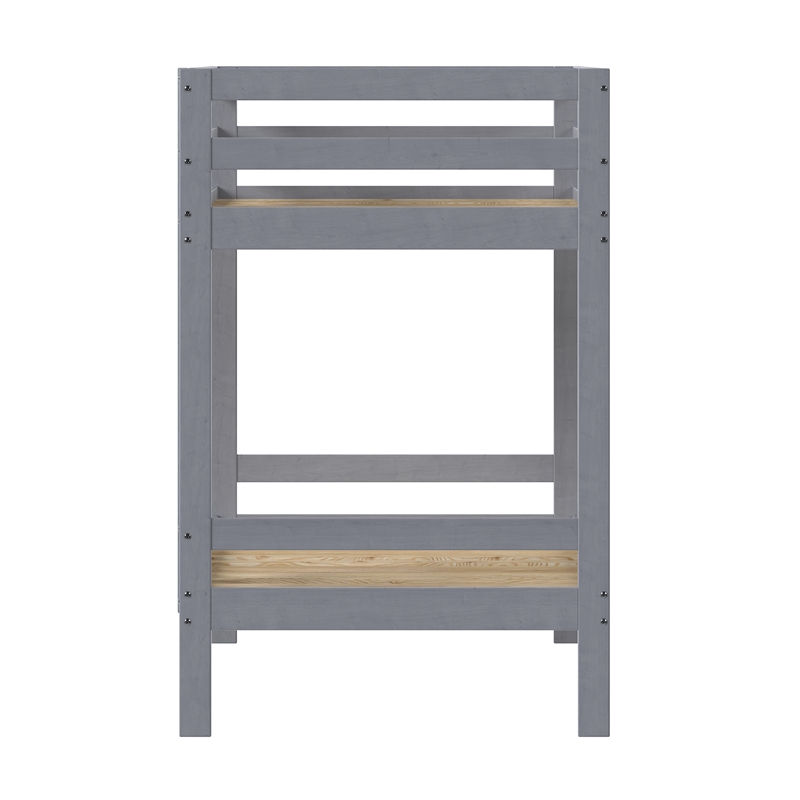Pemberly Row Twin Over Twin Simple Solid Wood Bunk Bed - Gray