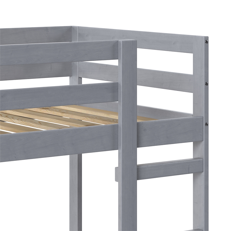 Pemberly Row Twin Over Twin Simple Solid Wood Bunk Bed - Gray