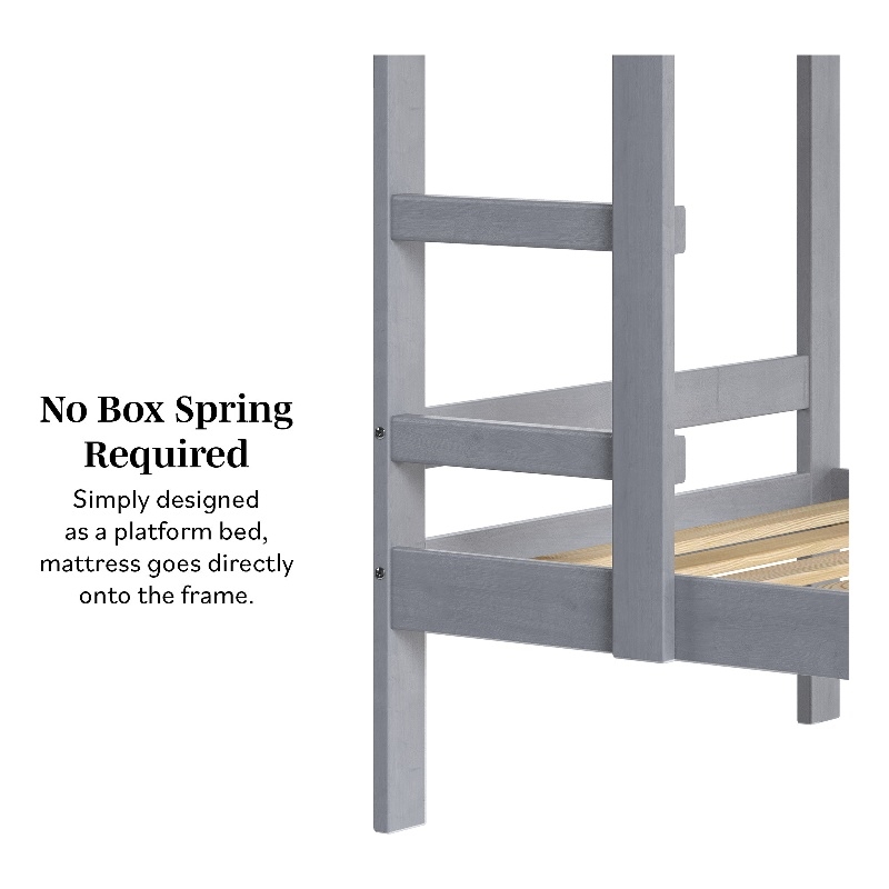 Pemberly Row Twin Over Twin Simple Solid Wood Bunk Bed - Gray