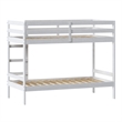 Pemberly Row Twin Over Twin Simple Solid Wood Bunk Bed - White