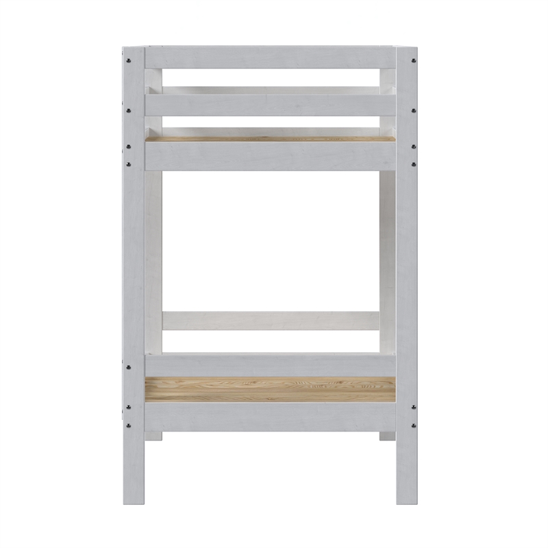 Pemberly Row Twin Over Twin Simple Solid Wood Bunk Bed - White
