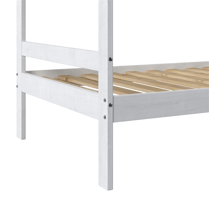 Pemberly Row Twin Over Twin Simple Solid Wood Bunk Bed - White