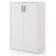 Pemberly Row Stackable Wood 3-Shelf Bookcase with Door in White