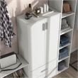 Pemberly Row Stackable Wood 3-Shelf Bookcase with Door in White