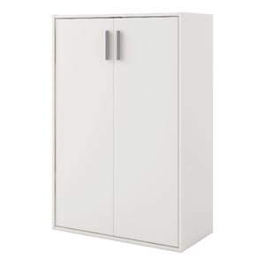 Pemberly Row Stackable Wood 3-Shelf Bookcase with Door in White