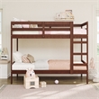 Pemberly Row Twin Over Twin Simple Solid Wood Bunk Bed - Espresso