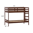 Pemberly Row Twin Over Twin Simple Solid Wood Bunk Bed - Espresso