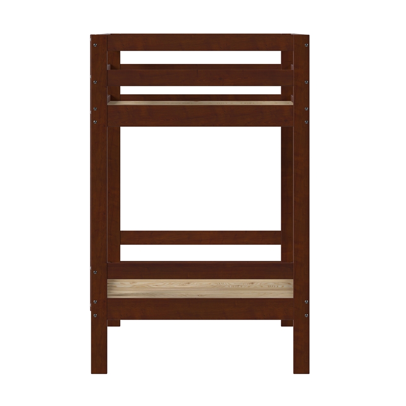 Pemberly Row Twin Over Twin Simple Solid Wood Bunk Bed - Espresso