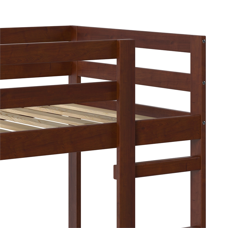 Pemberly Row Twin Over Twin Simple Solid Wood Bunk Bed - Espresso