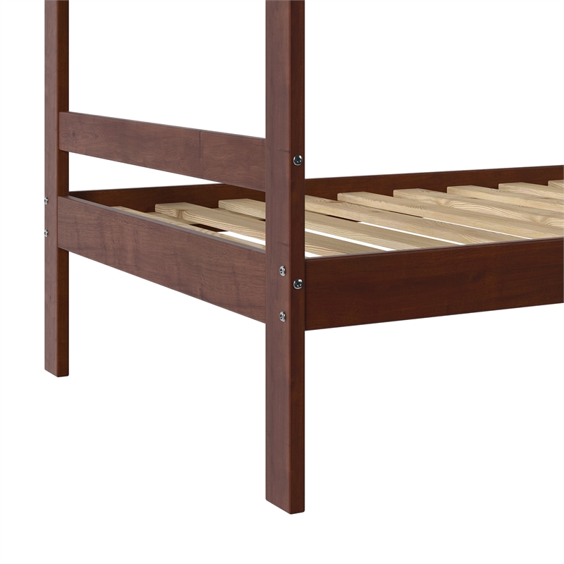 Pemberly Row Twin Over Twin Simple Solid Wood Bunk Bed - Espresso