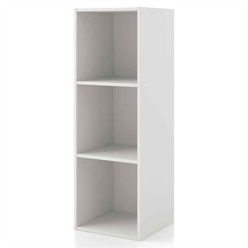 Pemberly Row Modern Stackable Wood 3-Cube Bookcase in White Finish