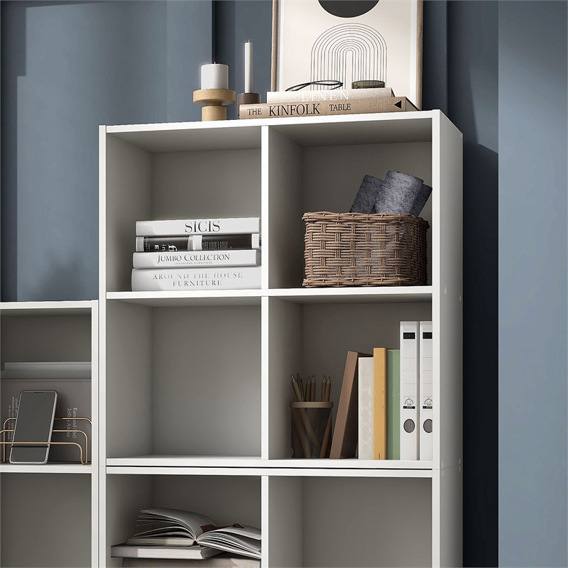 Pemberly Row Modern Stackable Wood 4-Cube Bookcase in White Finish