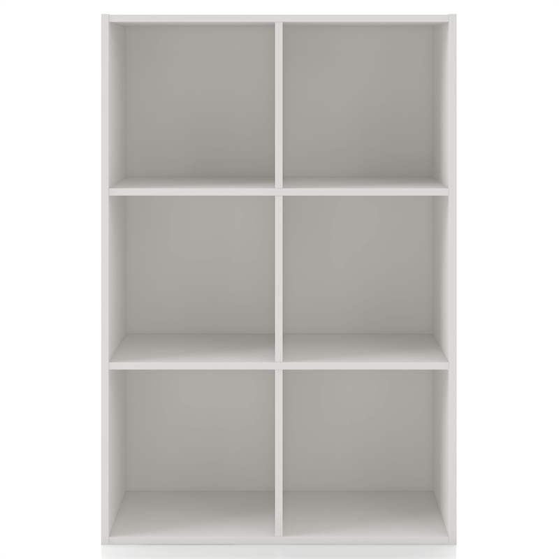 Pemberly Row Modern Stackable Wood 6-Cube Bookcase in White Finish