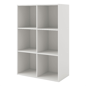 Pemberly Row Modern Stackable Wood 6-Cube Bookcase in White Finish