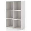 Pemberly Row Modern Stackable Wood 6-Cube Bookcase in White Finish
