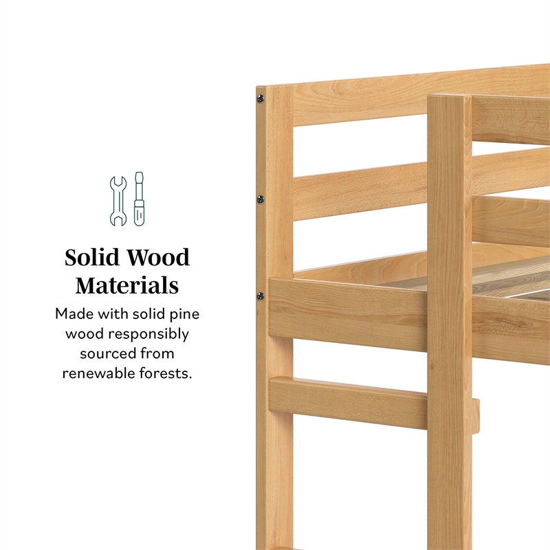 Pemberley Row Solid Wood Natural Pine Bunk Bed Twin Over Twin 77.5