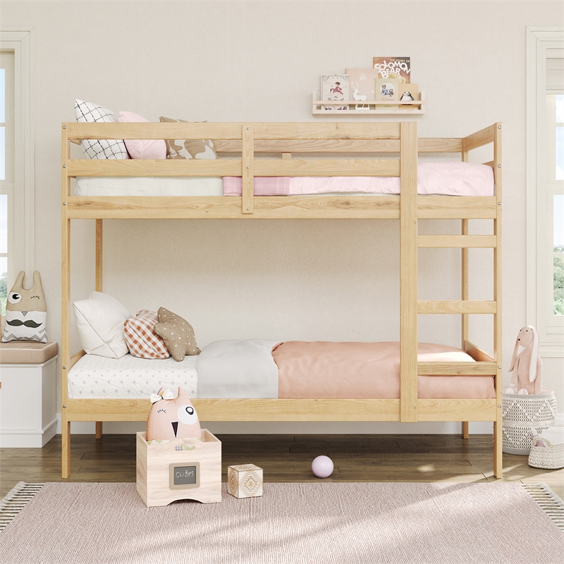 Pemberley Row Solid Wood Natural Pine Bunk Bed Twin Over Twin 77.5