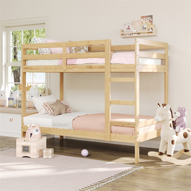 Pemberley Row Solid Wood Natural Pine Bunk Bed Twin Over Twin 77.5