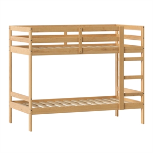Pemberley Row Solid Wood Natural Pine Bunk Bed Twin Over Twin 77.5&quot Unassembled