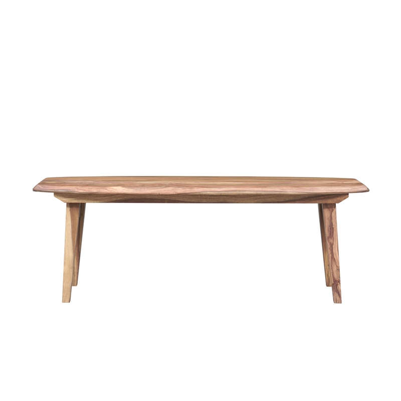 Pemberly Row Solid Sheesham Wood Dining Bench in Light Brown