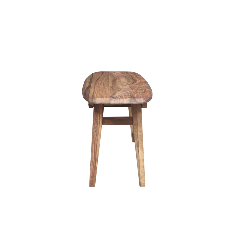 Pemberly Row Solid Sheesham Wood Dining Bench in Light Brown