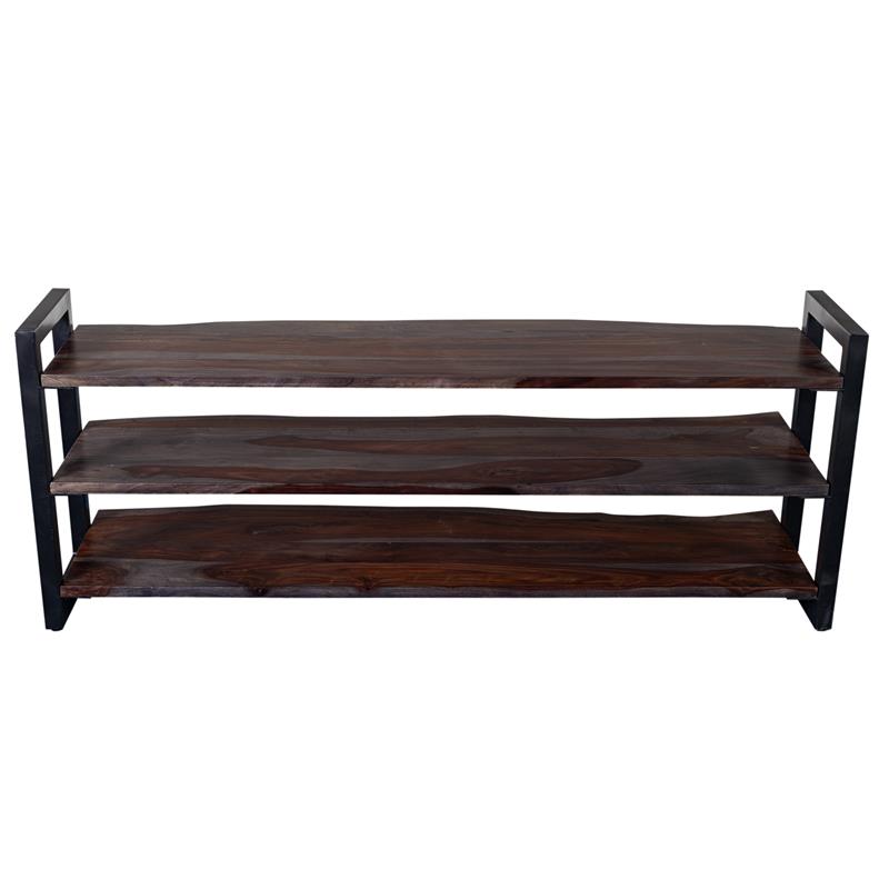Pemberly Row Contemporary Solid Sheesham Wood TV Stand in Gray