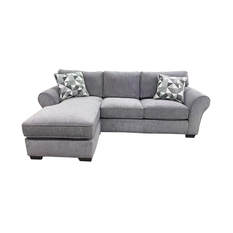 Pemberly Row Soft Chenille Reversible Fabric Sectional in Gray