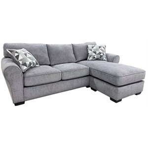 Pemberly Row Soft Chenille Reversible Fabric Sectional in Gray