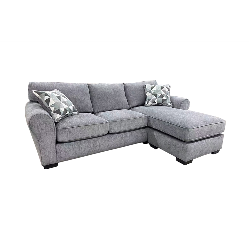 Pemberly Row Soft Chenille Reversible Fabric Sectional in Gray