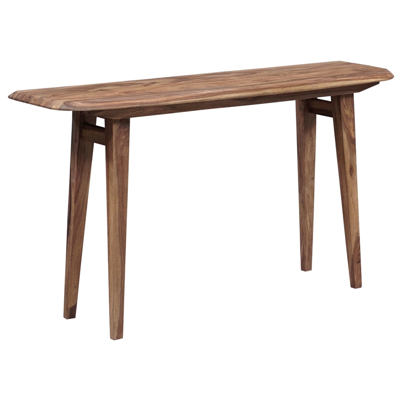 Pemberly Row Modern Solid Sheesham Wood Console Table in Natural