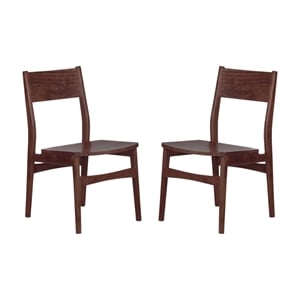 Pemberly Row Set of 2 Solid Acacia Wood Dining Chairs in Brown