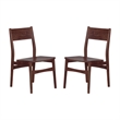 Pemberly Row Set of 2 Solid Acacia Wood Dining Chairs in Brown