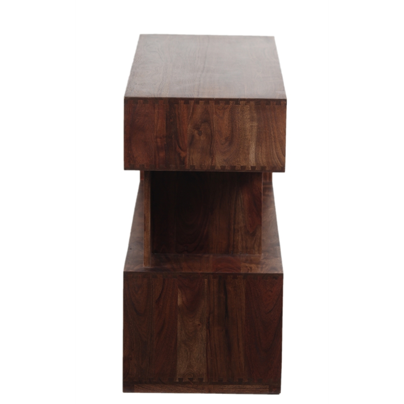 Pemberly Row Transitional Solid Wood Console Table in Brown Finish