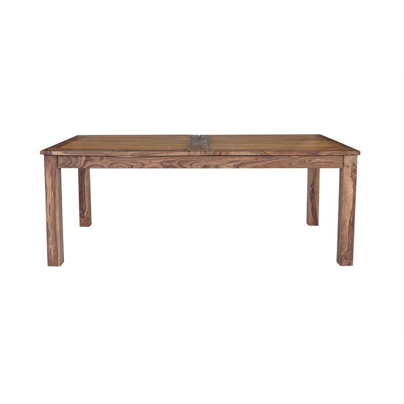 Pemberly Row Solid Sheesham Wood Double Leaf Dining Table in Brown