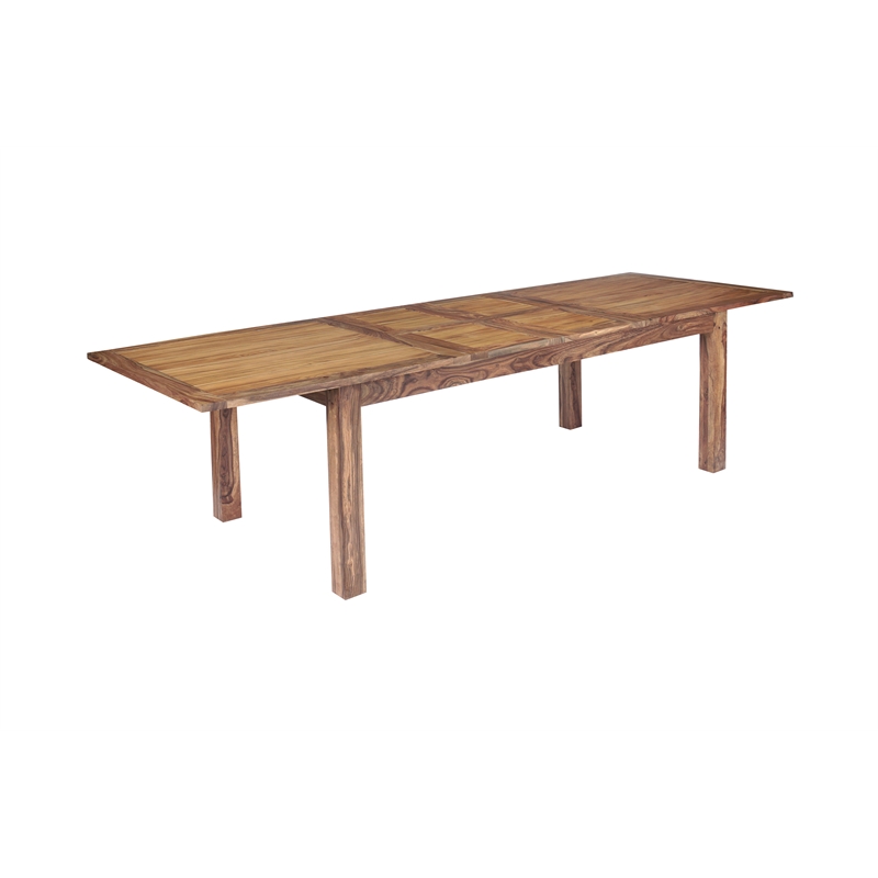 Pemberly Row Solid Sheesham Wood Double Leaf Dining Table in Brown