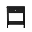 Pemberly Row Black Engineered Wood End Side Table Nightstand w/ Glass Top Drawer