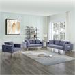Pemberly Row Dark Gray Fabric Sofa Loveseat Chair Living Room Set with USB Ports