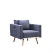 Pemberly Row Dark Gray Fabric Sofa Loveseat Chair Living Room Set with USB Ports